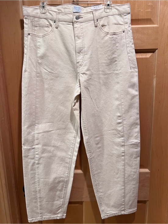 Time and Tru Pants - NWT Time & Tru Women’s Ivory Barrel Leg Jeans High Rise Utility Pants Ivory 14